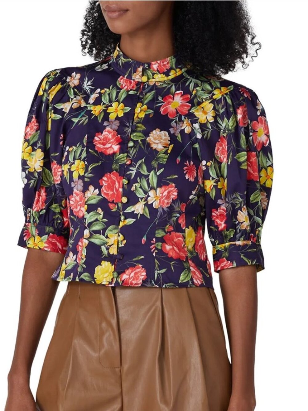 Marissa Webb Floral Top Puff Sleeve Blouse Romantic Feminine Women's sz 8